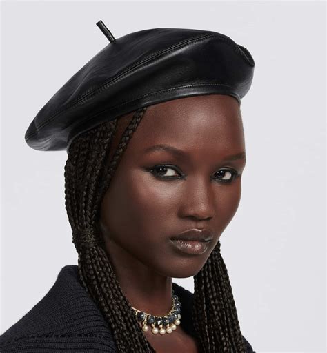 black lambskin dior beret